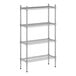 A wireframe of a Regency metal shelf with four shelves.