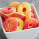 A bowl of Vidal gummy peach rings.