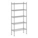 A wireframe of a Regency chrome metal shelving unit with four shelves.