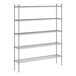 A wireframe of a Regency chrome metal shelving unit with five shelves.