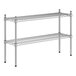 A wireframe of a Regency chrome metal shelf with two shelves.