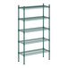 A Regency green wire shelving unit with five shelves.