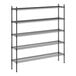 A black wire Regency shelving unit with four shelves.