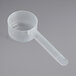 A clear plastic polypropylene scoop with a long handle.