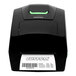 A black printer with a barcode label.