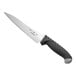 A Schraf serrated bread knife with a black TPRgrip handle.