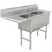 A stainless steel Advance Tabco commercial sink with two compartments and a left drainboard.