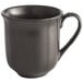 An Acopa Condesa matte black porcelain mug with a handle.