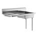 A Regency stainless steel dishtable with a left drainboard and shelf.