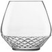 A clear Luigi Bormioli Roma rocks glass with a diamond pattern.