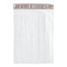 A white self-sealing polyethylene bubble mailer.