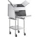 a stainless steel oven with open lid