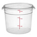 A Choice clear plastic food storage container with measurements on it.