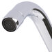 A chrome Equip by T&amp;S wall mount faucet with lever handles.