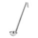 A stainless steel ladle with a long handle and a 2 oz. capacity.