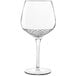 A Luigi Bormioli Roma gin and tonic glass with a clear stem and rim.