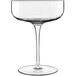 A Luigi Bormioli Sublime wine glass with a stem and clear glass with a clear rim.