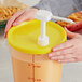 a close up of a white straw