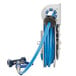An open T&S hose reel with an attached blue hose and front trigger gun.