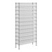 A metal wire shelving unit with clear plastic bins.