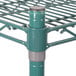 A Metro Super Erecta Metroseal 3 stationary metal shelf with metal rods.