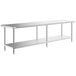 a white rectangular table with silver legs