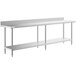 A Regency stainless steel work table with undershelf on a counter.
