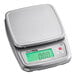 A stainless steel digital portion control scale with a large display and control buttons.