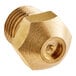 A brass threaded nut for an Avantco gas fryer orifice.