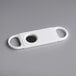 A white rectangular Franmara cigar cutter with a black circle.