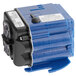 a blue and black device with two lights