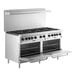 A large stainless steel Main Street Equipment range with two standard ovens.