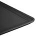 A close-up of a black Cambro dietary tray with a handle.