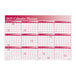 A burgundy and white calendar planner for 2025 with red numbers and squares.