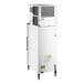 A white rectangular Avantco ice machine with a black handle and black and white label on the door.