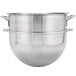 A large silver bowl with two handles.