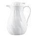A white thermal swirl coffee carafe with a handle and spout, designed to hold 64 ounces.