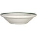 An International Tableware Verona stoneware fruit bowl with a white background and green bands on the rim.