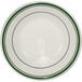 An International Tableware Verona ivory stoneware fruit bowl with green lines on the rim.