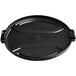 A black Toter lid for a round container with a handle.