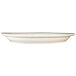 An International Tableware ivory stoneware platter with an embossed rim on a white background.