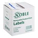 A white box of Noble Products 3" Product Date labels with green and blue labels.