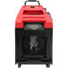 A red and black XPOWER commercial dehumidifier with wheels.