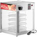 A ServIt countertop pizza warmer with a glass door and rotating racks.