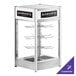 A white ServIt countertop pizza warmer with glass door and racks inside.