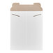 A white tab-locking rigid mailer with a brown flap, designed for secure shipping and document protection.