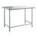 A Steelton stainless steel work table with metal legs.