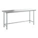 A Steelton stainless steel work table with metal legs.