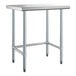 A Steelton stainless steel work table with a metal base.