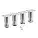 A set of four Avantco stainless steel adjustable legs with screws and nuts.